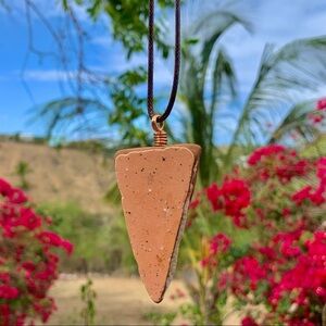 Brown speckled sea tumbled tile necklace
